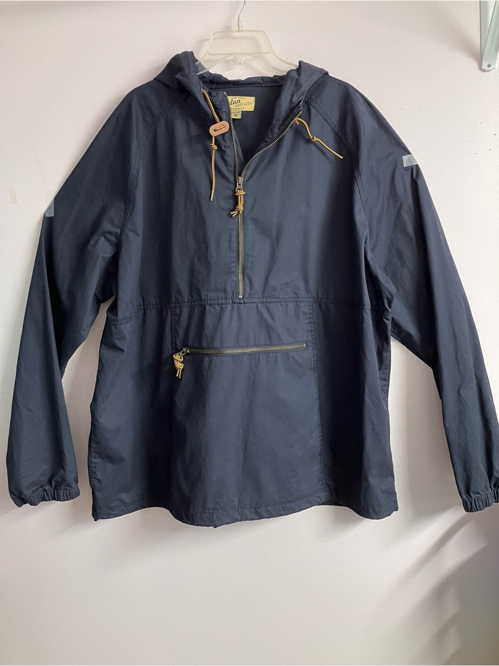Orton Brothers Men’s Hooded Windbreaker/Jacket, Navy Blue, XL, 1/2 Zip